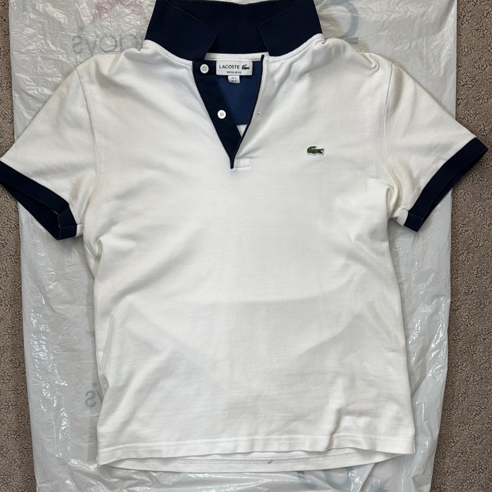 Lacoste White Polo Shirt with Navy Accents